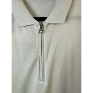 Hugo Boss Slim Fit Mercerised Collared 1/4 Zip Ribbed sleeve Beige XL T Shirt